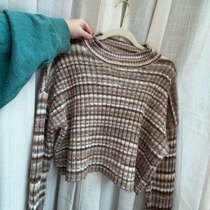 Ardene Brown and Cream Striped Sweater